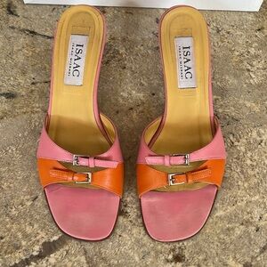 Vintage 90’s Isaac Isaac Mizrahi Pink Orange Slip-on Sandals, Women’s size 8